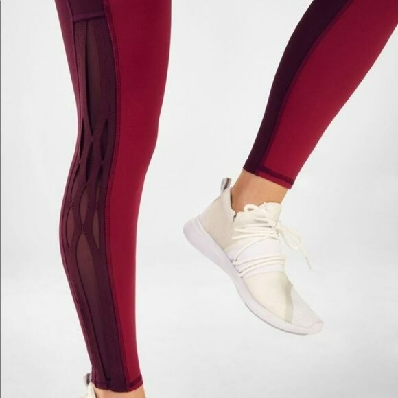Fabletics mid-rise powerhold colorblock, burgundy - Picture 2 of 12